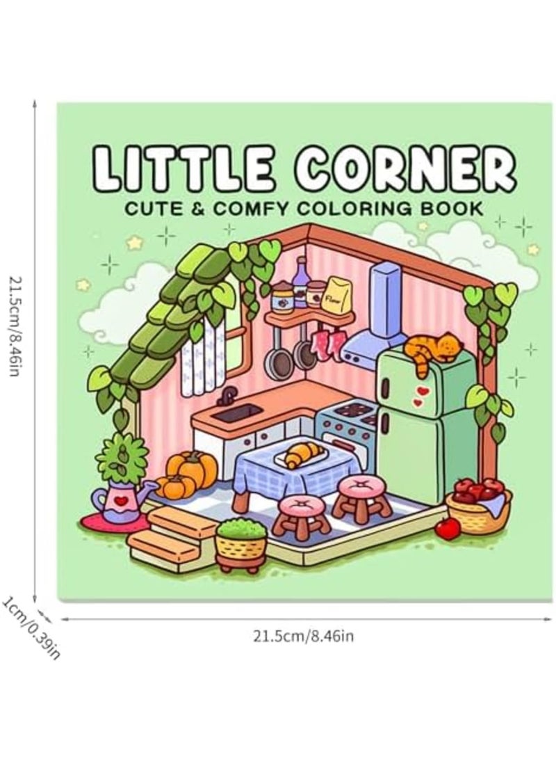 SYOSI Adult Colouring Books Green Creative Color Drawing Book 21.5 * 21.5cm Little Corner,Colouring Book for Adults Suitable for Adults to Relax and Relieve Stress and Children's Leisure and Entertainment - Image 4