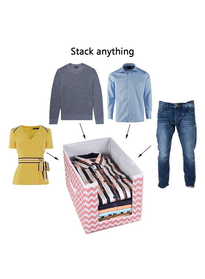 PrettyKrafts 2 Pcs Non Woven Large Capacity Shirt Stacker/Foldable & Stackable Closet Wardrobe Cupboard Organizer/Multipurpose Clothes Shelf Storage Box Organizer (Peach, 25x38x24 cm) - Image 4