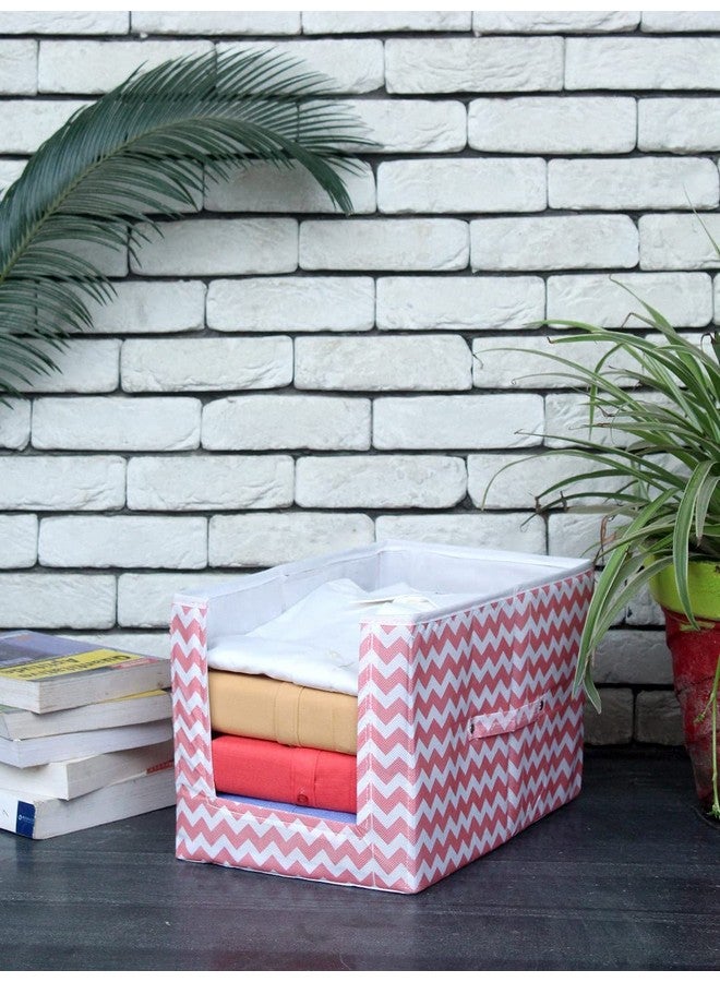 PrettyKrafts 2 Pcs Non Woven Large Capacity Shirt Stacker/Foldable & Stackable Closet Wardrobe Cupboard Organizer/Multipurpose Clothes Shelf Storage Box Organizer (Peach, 25x38x24 cm) - Image 2