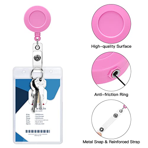 Soleebee 1 Pack Nurse Badge Reel, 24'' Retractable Badge Holder with 360° Swivel Alligator Clip Solid Color ID Badge Holder for Nurse Doctor Teachers Students Badge Reel (Hot Pink) - Image 4