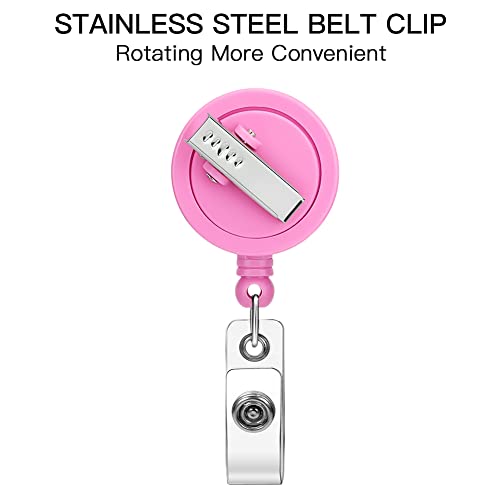 Soleebee 1 Pack Nurse Badge Reel, 24'' Retractable Badge Holder with 360° Swivel Alligator Clip Solid Color ID Badge Holder for Nurse Doctor Teachers Students Badge Reel (Hot Pink) - Image 5