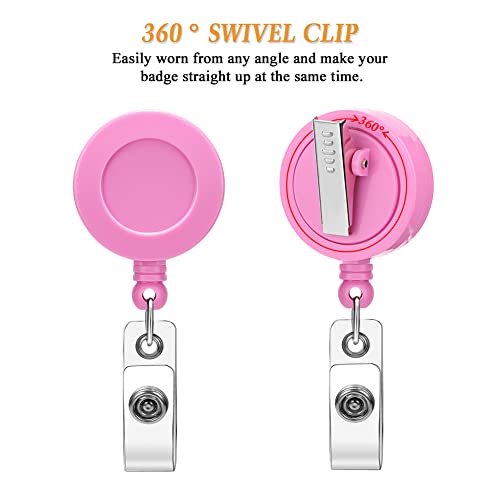 Soleebee 1 Pack Nurse Badge Reel, 24'' Retractable Badge Holder with 360° Swivel Alligator Clip Solid Color ID Badge Holder for Nurse Doctor Teachers Students Badge Reel (Hot Pink) - Image 3