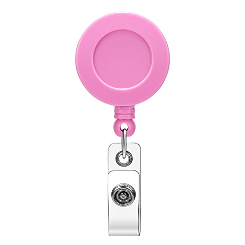 Soleebee 1 Pack Nurse Badge Reel, 24'' Retractable Badge Holder with 360° Swivel Alligator Clip Solid Color ID Badge Holder for Nurse Doctor Teachers Students Badge Reel (Hot Pink) - Image 1