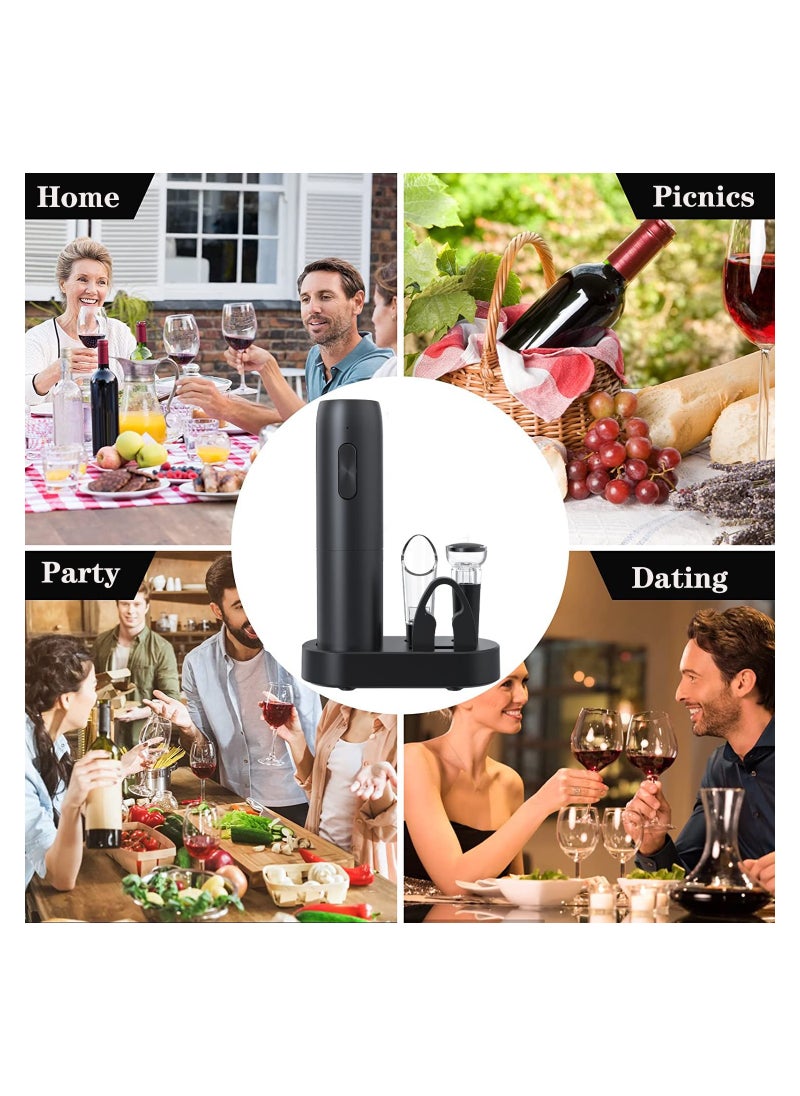 SYOSI - 6-in-1 Wine Opener Gift Box, Electric Wine Bottle Opener Set Rechargeable Automatic Bottle Opener Wine Opener with Tin Foil Cutter Automatic Bottle Opener Wine Opener with Stopper for Wine Lovers Gift - Image 1