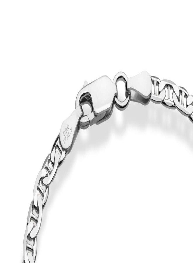 Miabella 925 Sterling Silver Italian 3mm, 4mm Solid Diamond-Cut Mariner Link Chain Anklet Ankle Bracelet for Women, Made in Italy (Width 3mm, Length 9 Inches) - Image 2