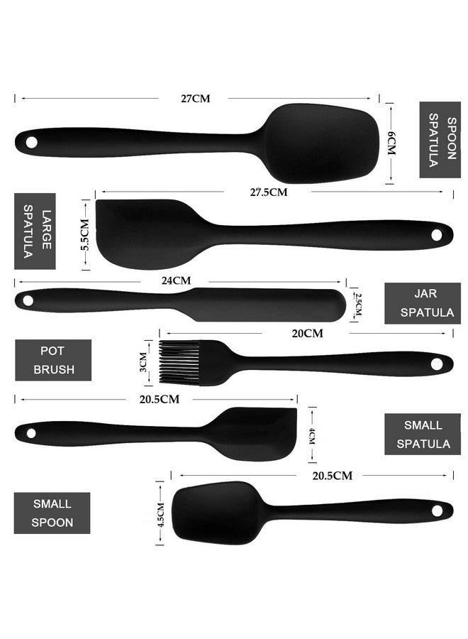 Baskety مجموعة ملعقات سيليكون باسكتي - مجموعة 6 قطع ملعقات سيليكون غير لاصقة مع نواة من الفولاذ المقاوم للصدأ - مجموعة أدوات مطبخ ملعقة مقاومة للحرارة للطهي، الخبز والخلط (أسود) - Image 2
