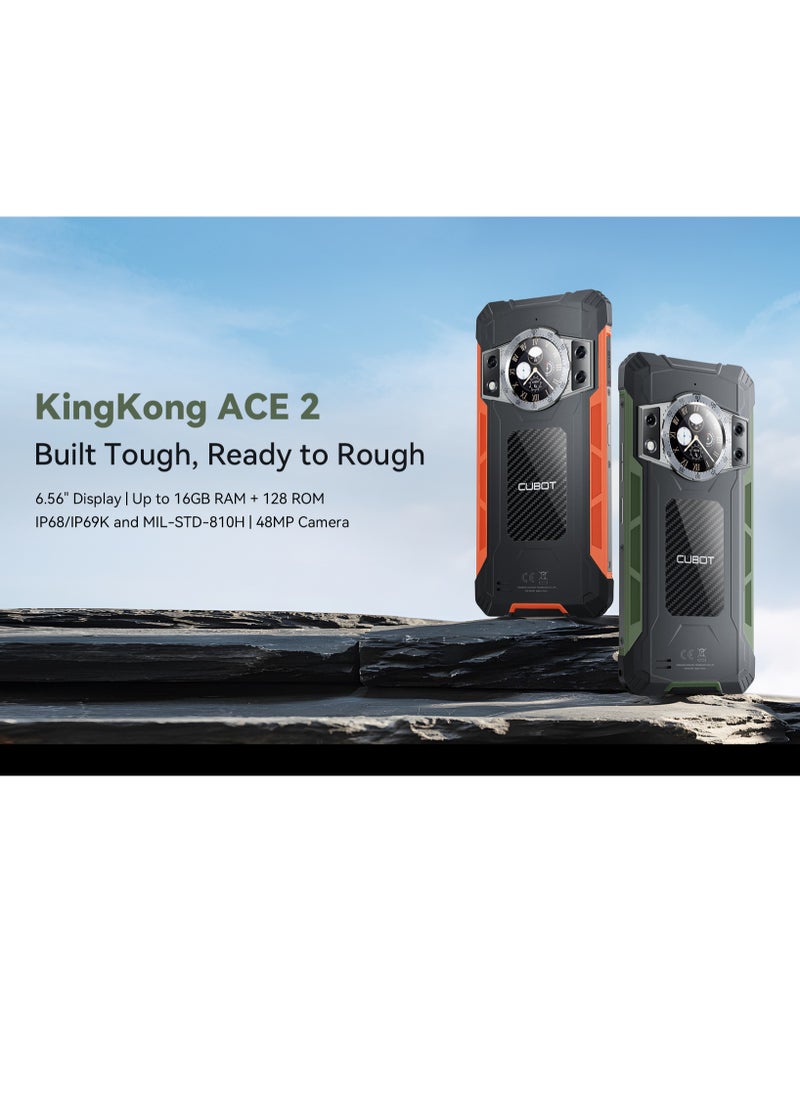 Cubot - KingKong ACE 2 Built Tough, Ready to Rough 6.56" 2K Display Up to 16GB RAM + 128 ROM 5100mAh battery 48MP Camera Triple Rear Cameras Waterproof  NFC  Dual Flashlight Finger-scanner - Image 1