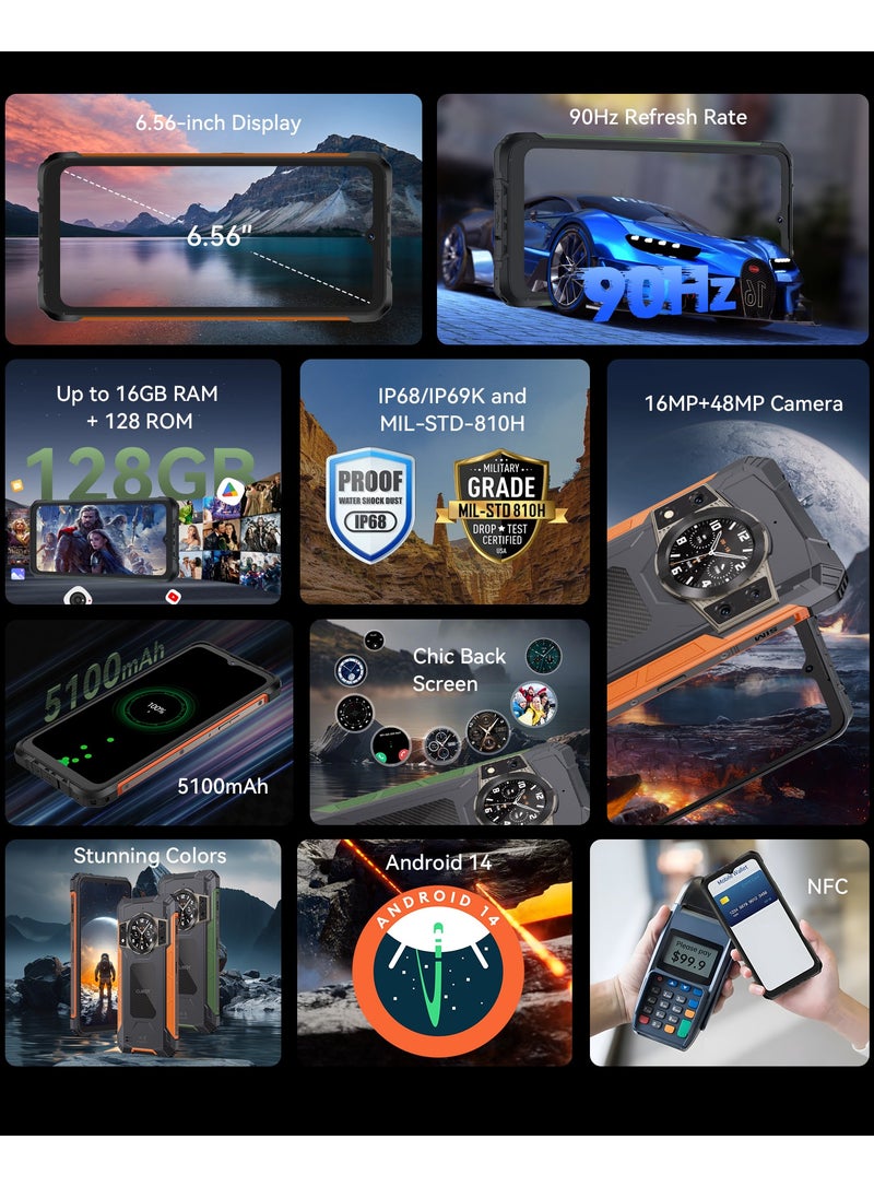 Cubot - KingKong ACE 2 Built Tough, Ready to Rough 6.56" 2K Display Up to 16GB RAM + 128 ROM 5100mAh battery 48MP Camera Triple Rear Cameras Waterproof  NFC  Dual Flashlight Finger-scanner - Image 1