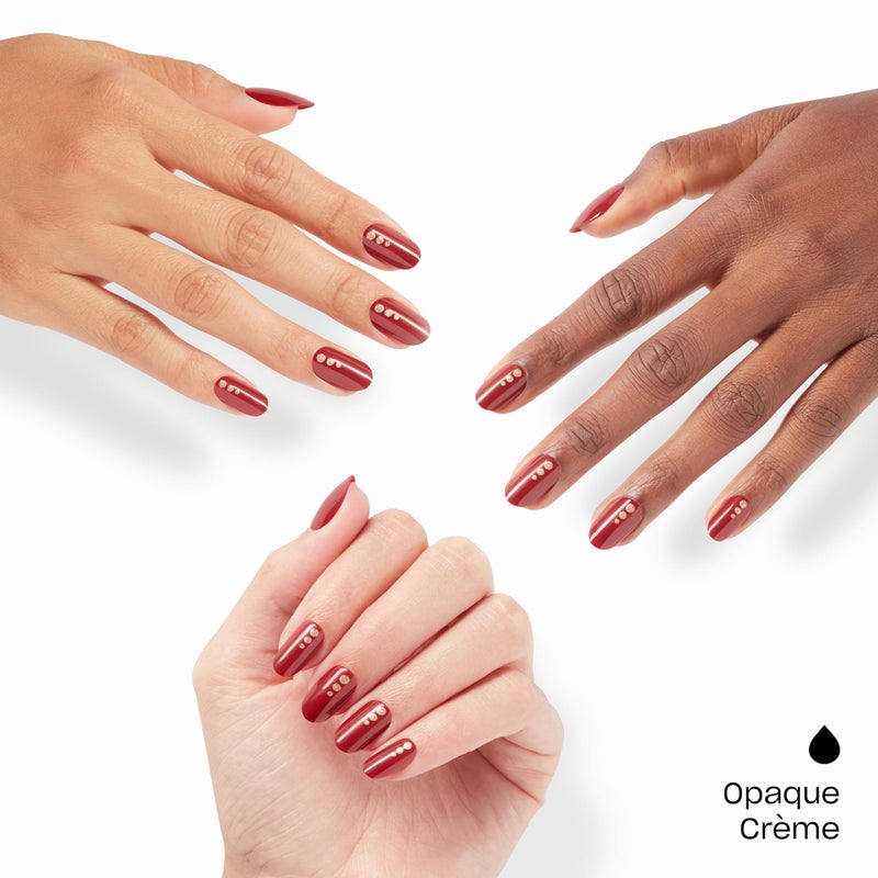 OPI On Point Big Candy Apple Red | Short Round Bright Red with Gold Glitter Nail Art Press On Nails | 24 Count with Nail Glue | Long Lasting, Reusable, Non-damaging | Fall 2025 Shades - Image 3