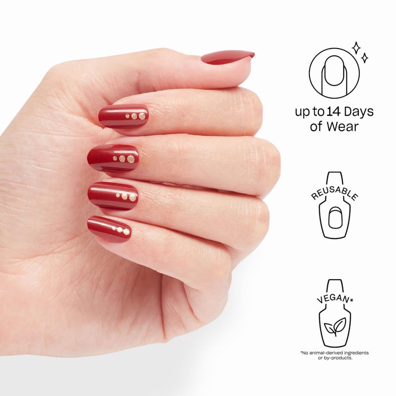 OPI On Point Big Candy Apple Red | Short Round Bright Red with Gold Glitter Nail Art Press On Nails | 24 Count with Nail Glue | Long Lasting, Reusable, Non-damaging | Fall 2025 Shades - Image 2