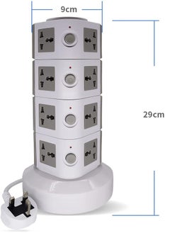 PADOM Padom Universal Vertical Tower Power Strip, Multi Socket 110V-250V with 2 USB Ports, Electric Charging Station Surge Protector, Suitable For Any Country  - Image 3