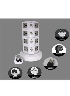 PADOM Padom Universal Vertical Tower Power Strip, Multi Socket 110V-250V with 2 USB Ports, Electric Charging Station Surge Protector, Suitable For Any Country  - Image 4