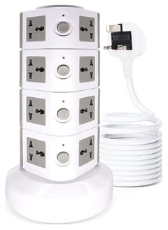 PADOM Padom Universal Vertical Tower Power Strip, Multi Socket 110V-250V with 2 USB Ports, Electric Charging Station Surge Protector, Suitable For Any Country  - Image 1