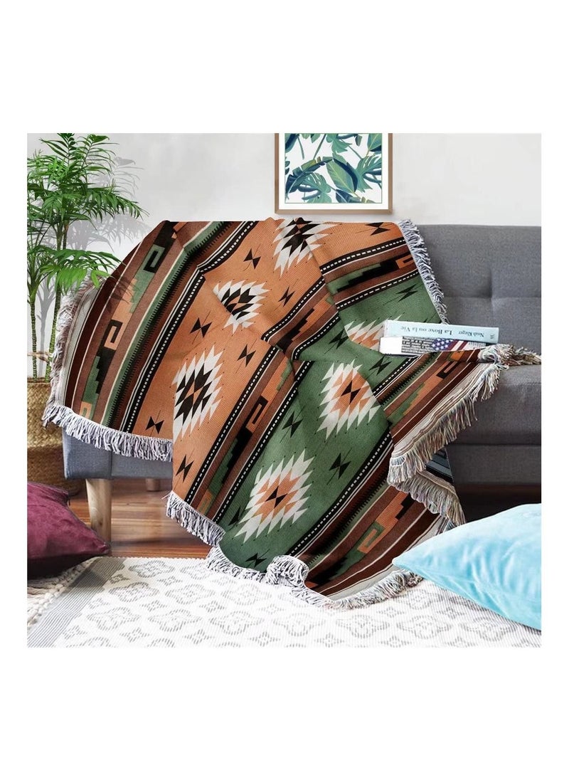 Y&D Throw Blanket Southwest Blankets with Tassels, Cozy Reversible Southwestern Navajo Multi-Function for Couch Chair Sofa Bed Outdoor Travel 63 x 51 Inches  - Image 1