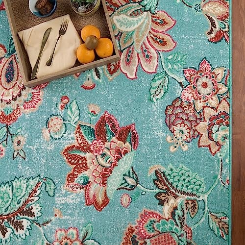 Welspun Wonder-Full Floral Carpet for Hall, Living Room & Bedroom | Polyester | Anti-Skid Backing | Machine Washable | Aesthetic Home Decor Essentials | Soft and Comfortable | 4x6 Feet | Light Blue - Image 3