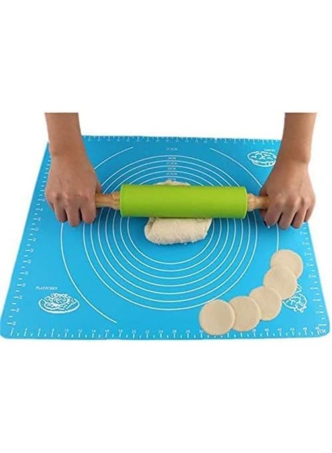 ECVV Silicone Non Stick Rolling Pin Wooden Handle Flour Dough Pastry Roller Baking Tools, Rolling Pins - Image 4