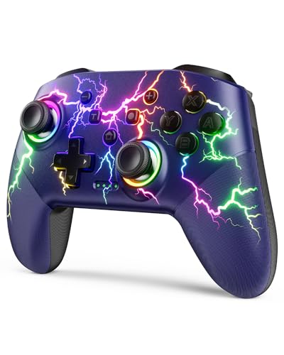 VOYEE Switch Controllers Compatible with Switch 2/Lite/OLED/PC Windows, 1000mAh Programmable RGB Lightning LED, Wireless Pro Controller with One Key Pairing/Wake Up/Turbo/Vibration - Image 1