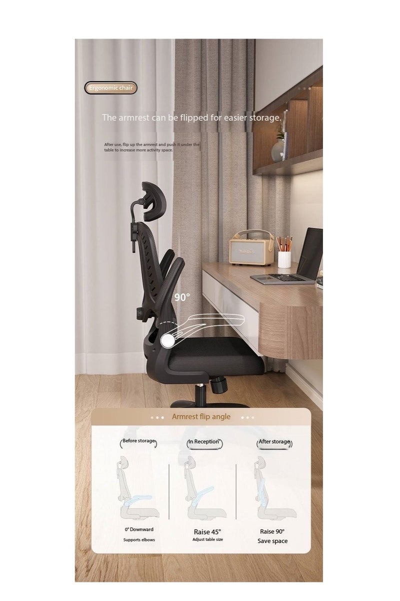 Office Chair Computer Chair Desk Chair with Support Backrest Headrest and Armrest for Home Office（MS-D1-White） - Image 2