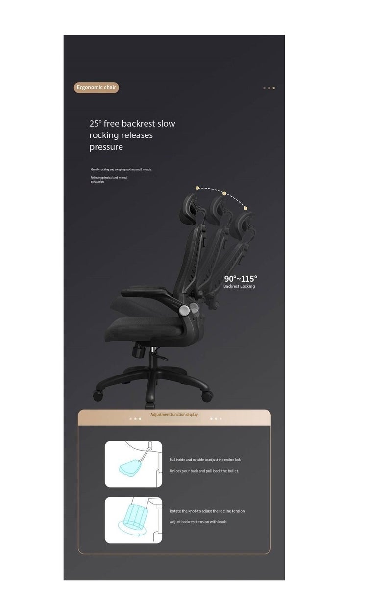 Office Chair Computer Chair Desk Chair with Support Backrest Headrest and Armrest for Home Office（MS-D1-White） - Image 5