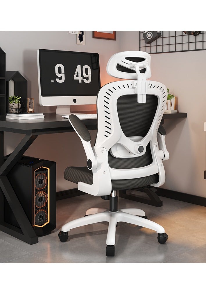 Office Chair Computer Chair Desk Chair with Support Backrest Headrest and Armrest for Home Office（MS-D1-White） - Image 1