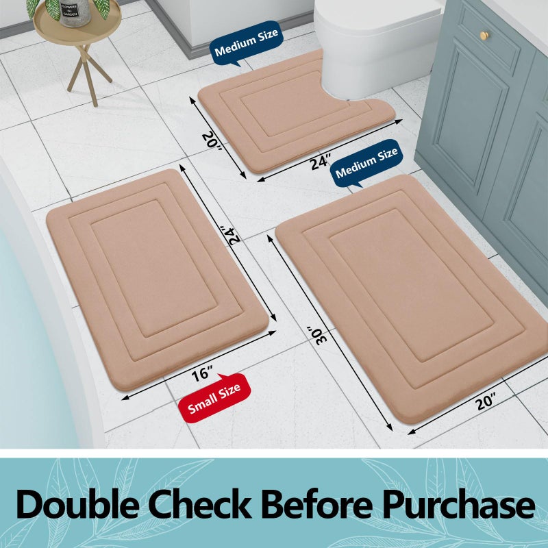 Arotive Memory Foam U-Shaped Toilet Rugs 47x24  Super Soft Absorbent Contoured Bathroom Rugs  Machine Washable Contour Bath Mats for Bathroom Toilet Base  Camel - Image 4
