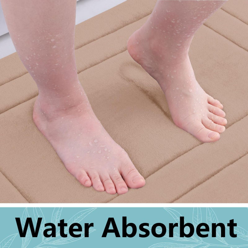 Arotive Memory Foam U-Shaped Toilet Rugs 47x24  Super Soft Absorbent Contoured Bathroom Rugs  Machine Washable Contour Bath Mats for Bathroom Toilet Base  Camel - Image 3
