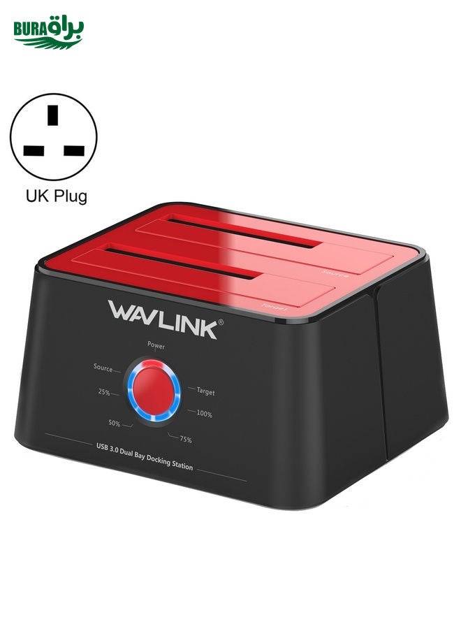BURAQ Wavlink ST334U SSD Dual Bay External Hard Drive Docking Station USB 3.0 to SATA I/II/III(UK Plug) - Image 1