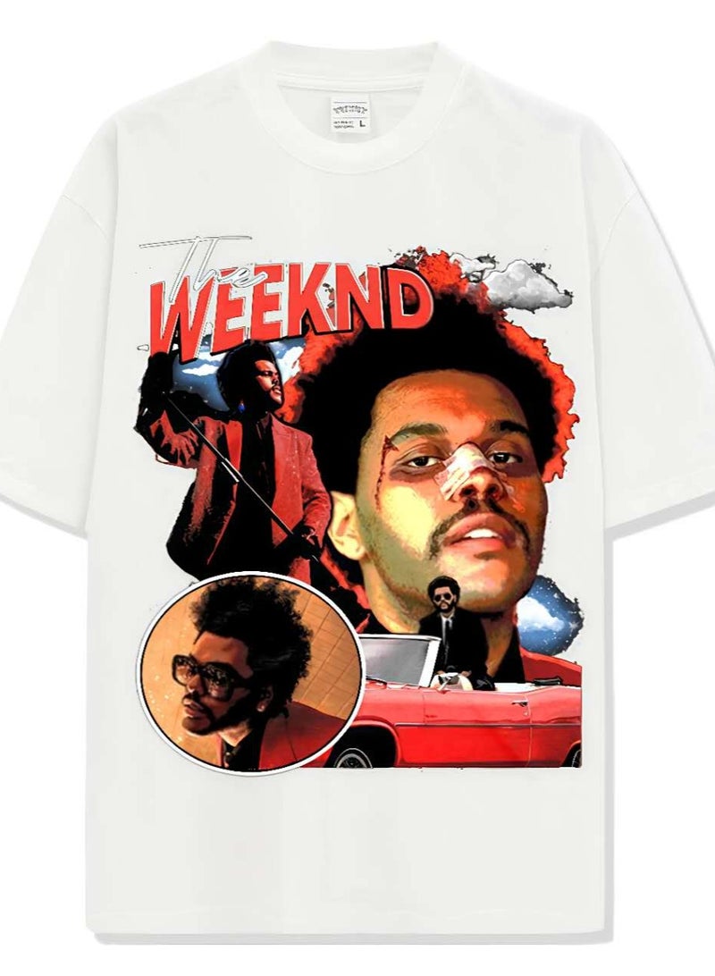 American retro printed casual short-sleeved T-shirt 