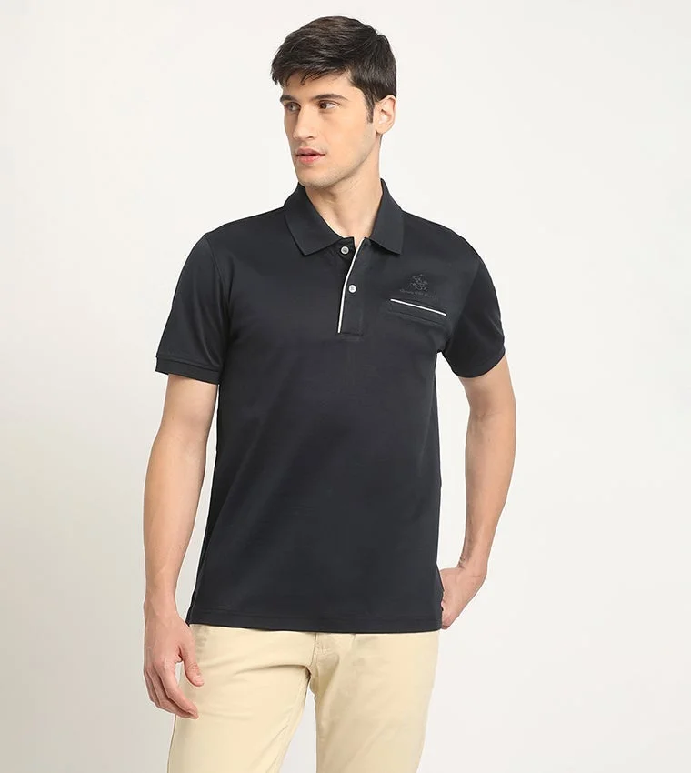 Logo Embroidered Contrast Trim Polo T-Shirt