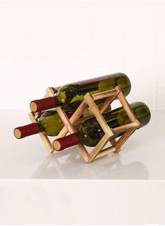 HOME TASTE Hometaste Wooden Wine Rack, Free Standing Wine Storage Racks Countertop, Stackable Stand Foldable Tabletop Bottle Holder Cabinets Shelf For Cellar Pantry Home Kitchen Bar (3 Bottle Rack) 