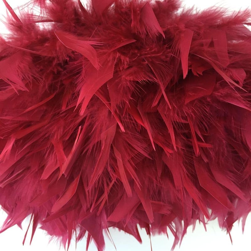 Sowder Turkey Feathers Trim Fringe for Party Wedding Dress Sewing Crafts Costumes Decoration Pack of 2 Yards (Burgundy) - Image 2