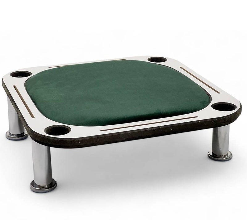 ALBADER 2 in 1 Baloot and Jackaroo Table Small Size Premium Wooden Game Table Multi Color Jackaroo Board with Cards Set Velvet Surface Cup Holders Home Gaming Table Compact Design with Full Accessories - Image 1