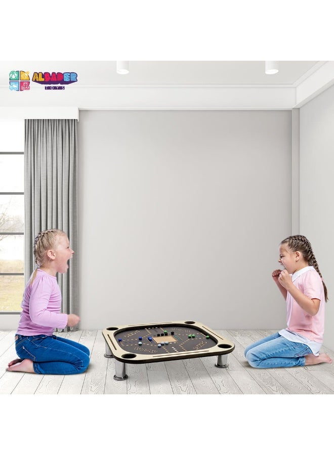ALBADER 2 in 1 Baloot and Jackaroo Table Small Size Premium Wooden Game Table Multi Color Jackaroo Board with Cards Set Velvet Surface Cup Holders Home Gaming Table Compact Design with Full Accessories - Image 5