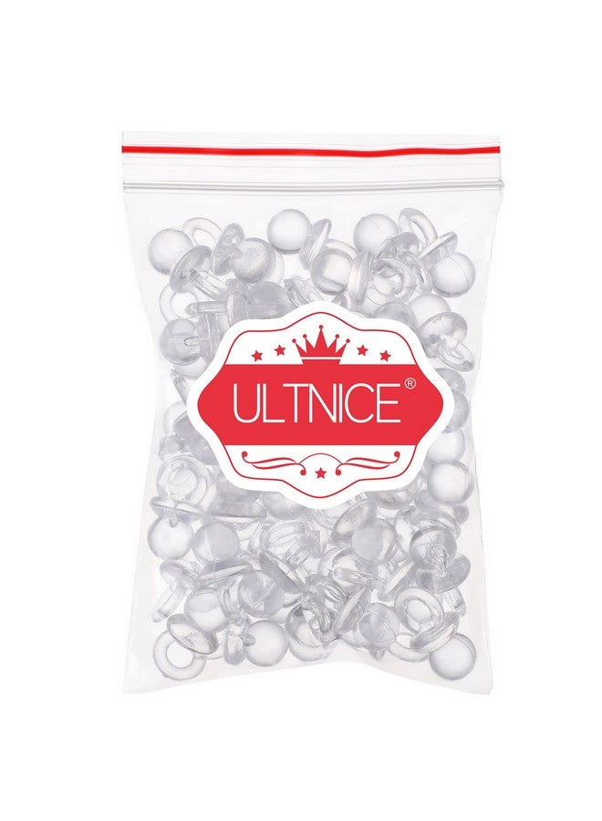 ULTNICE Acrylic Pacifier 50 Pieces Shower Party Favors Gender Reveal Party Decorations DIY Shower Game Mini Pacifiers (Transparent White) - Image 3