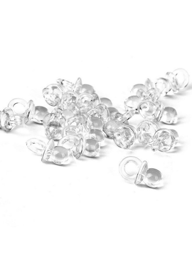 ULTNICE Acrylic Pacifier 50 Pieces Shower Party Favors Gender Reveal Party Decorations DIY Shower Game Mini Pacifiers (Transparent White) - Image 1