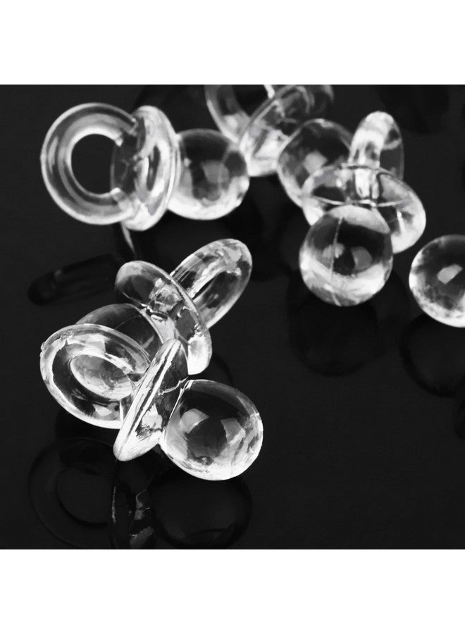 ULTNICE Acrylic Pacifier 50 Pieces Shower Party Favors Gender Reveal Party Decorations DIY Shower Game Mini Pacifiers (Transparent White) - Image 4