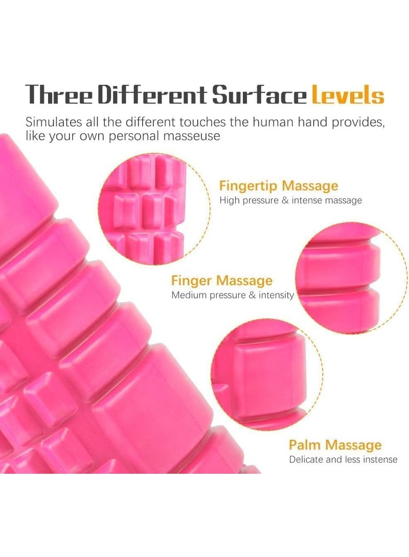 Yoga Roll - Foam Roller, Fitness Foam Roller, Deep Muscle Massage Roller Lightweight Muscle Massage Roller for Yoga and Pilates for Muscle Relaxation, Balance Exercises (Fuchsia, 35cm) - Image 2