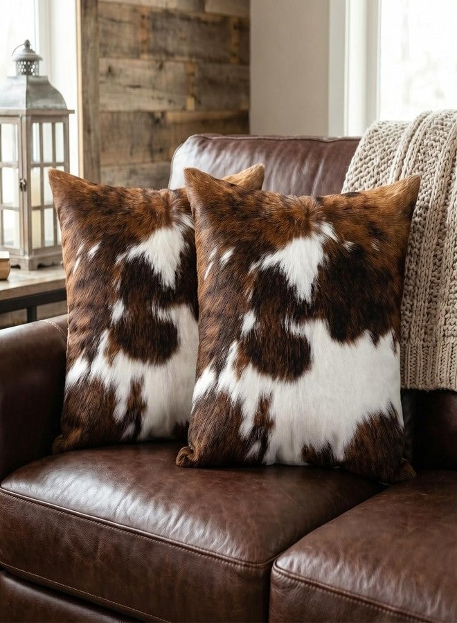 TOMWISH Pack of 2 Throw Pillow Covers Christmas Cowhide Printing Western 18x18 Pillow Cover,Decorative Throw Pillows Cushion Covers for Home Living Room Sofa Bedroom - Image 1