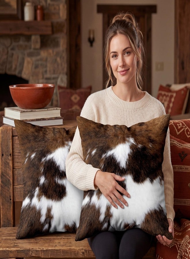 TOMWISH Pack of 2 Throw Pillow Covers Christmas Cowhide Printing Western 18x18 Pillow Cover,Decorative Throw Pillows Cushion Covers for Home Living Room Sofa Bedroom - Image 4