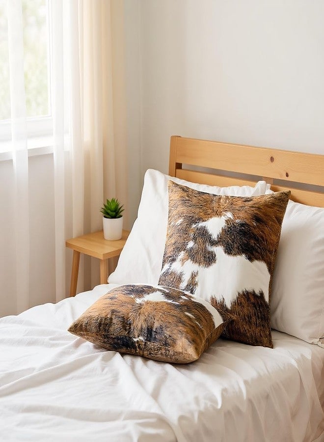 TOMWISH Pack of 2 Throw Pillow Covers Christmas Cowhide Printing Western 18x18 Pillow Cover,Decorative Throw Pillows Cushion Covers for Home Living Room Sofa Bedroom - Image 2