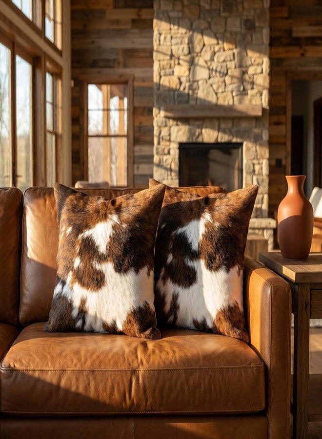 TOMWISH Pack of 2 Throw Pillow Covers Christmas Cowhide Printing Western 18x18 Pillow Cover,Decorative Throw Pillows Cushion Covers for Home Living Room Sofa Bedroom - Image 3