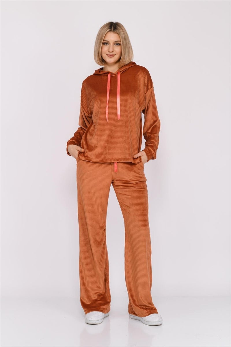 Nuseel Women's Corduroy Hooded Tracksuit Set Tile - Image 1