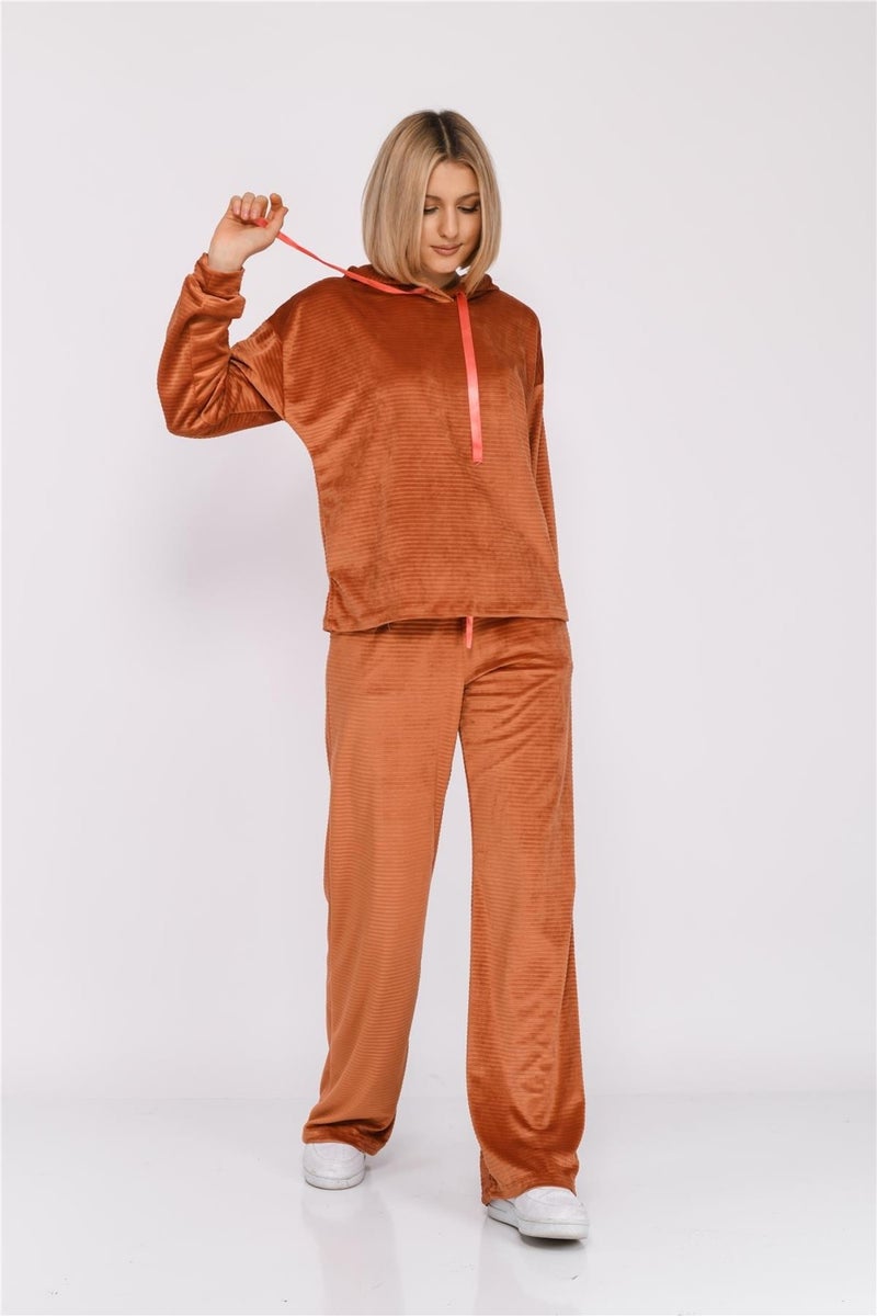 Nuseel Women's Corduroy Hooded Tracksuit Set Tile - Image 3