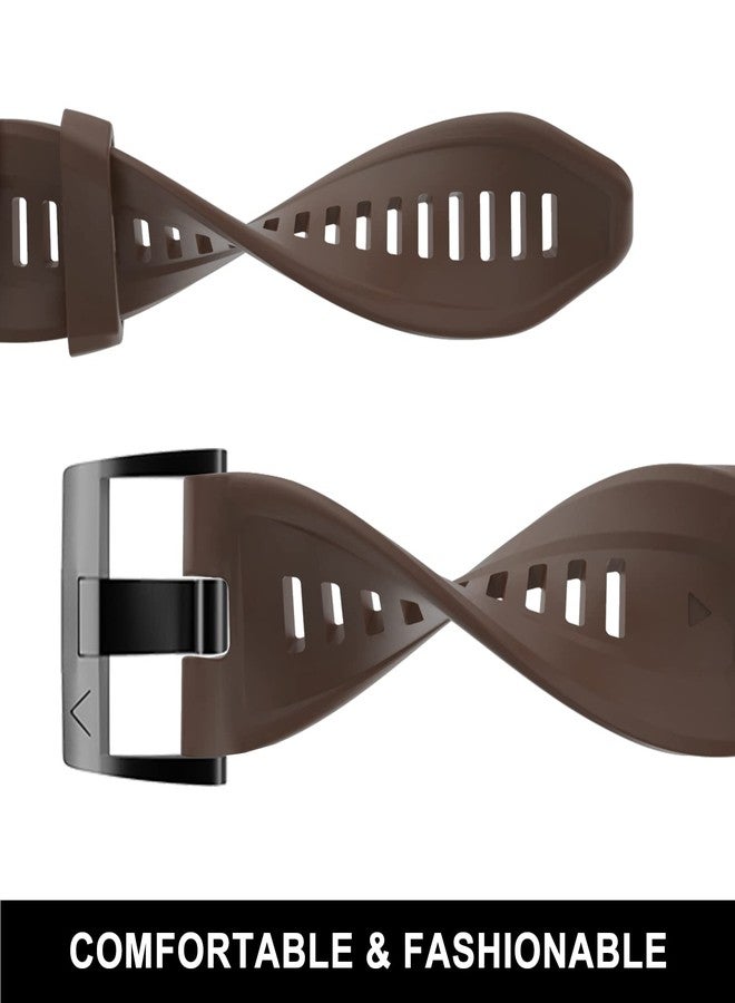 OVERSTEP Compatible with Fenix 7X Band, 26mm Width Soft Silicone Watch Strap for Garmin Fenix 5X/Fenix 5X Plus/Fenix 6X/Fenix 6X Pro Smartwatch (Brown) - Image 4
