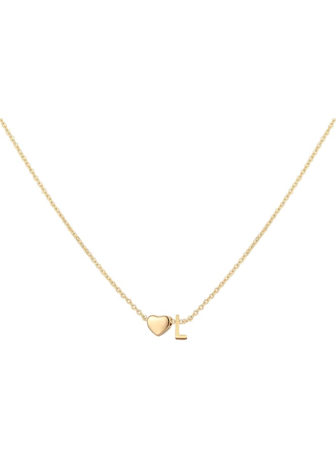 Glimmerst Initial Heart Necklace 18K Gold Plated Stainless Steel Tiny Heart Letter L Necklace Personalized Monogram Name Necklace for Women - Image 1