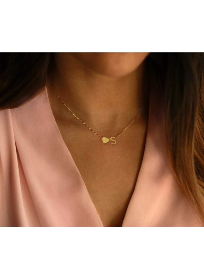 Glimmerst Initial Heart Necklace 18K Gold Plated Stainless Steel Tiny Heart Letter L Necklace Personalized Monogram Name Necklace for Women - Image 5