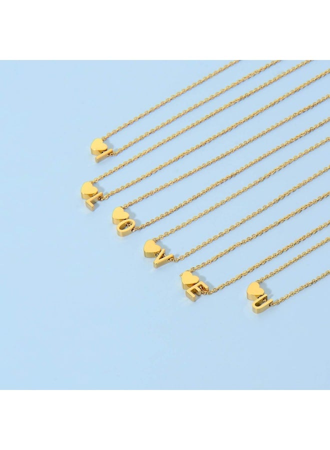 Glimmerst Initial Heart Necklace 18K Gold Plated Stainless Steel Tiny Heart Letter L Necklace Personalized Monogram Name Necklace for Women - Image 2
