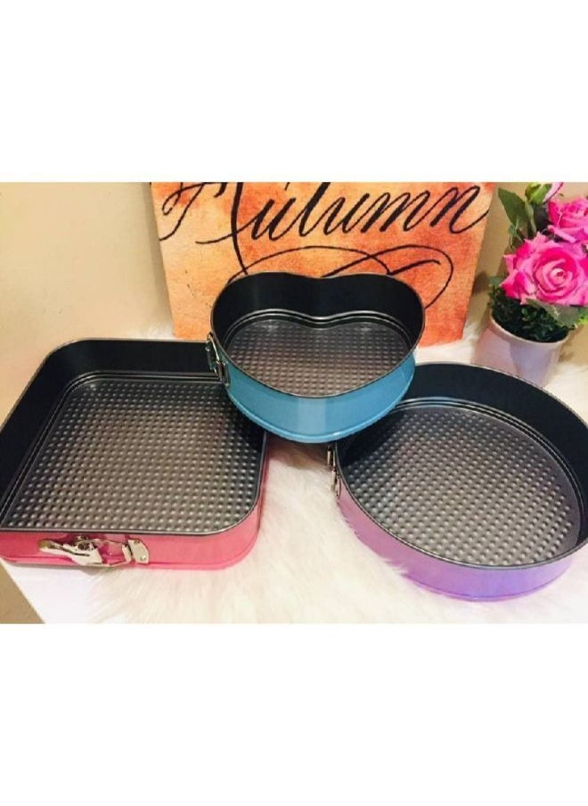 Group Tiger - Non -Stick Buckle Cake and Cheesecake Pan Set - 3 Various Shapes - Multicolour - Image 1