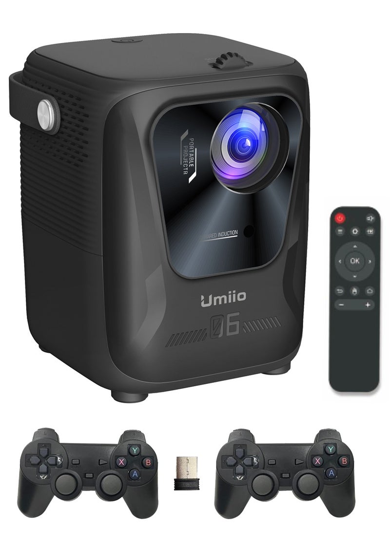 Umiio Portable Gaming Projector 4K LED Light Source Bluetooth WiFi Android Screen Projector HDMI/USB/SD Supported with Remote and Two Wireless Game Controller  - Image 1