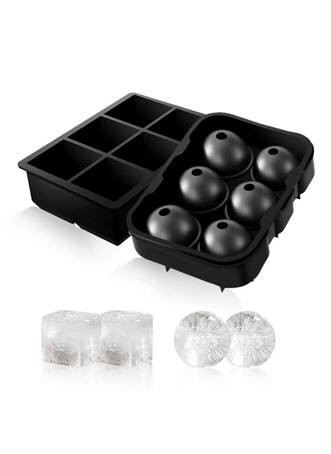 SKY-TOUCH - 2 Pack 6 Grid Square And Ice Cube Ball Tray Black - Image 1